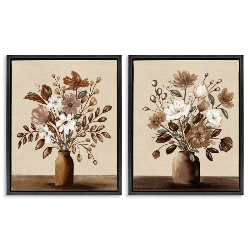Ensemble de 2 vases Mocha Bouquet Vases, design par Kristen Dalpiaz, H 21 po x l 17 po, Cadre flottant noir de jais