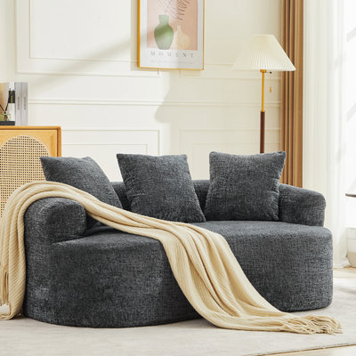 Causeuse courbée avec 3 coussins, petit canapé pour appartement et salon