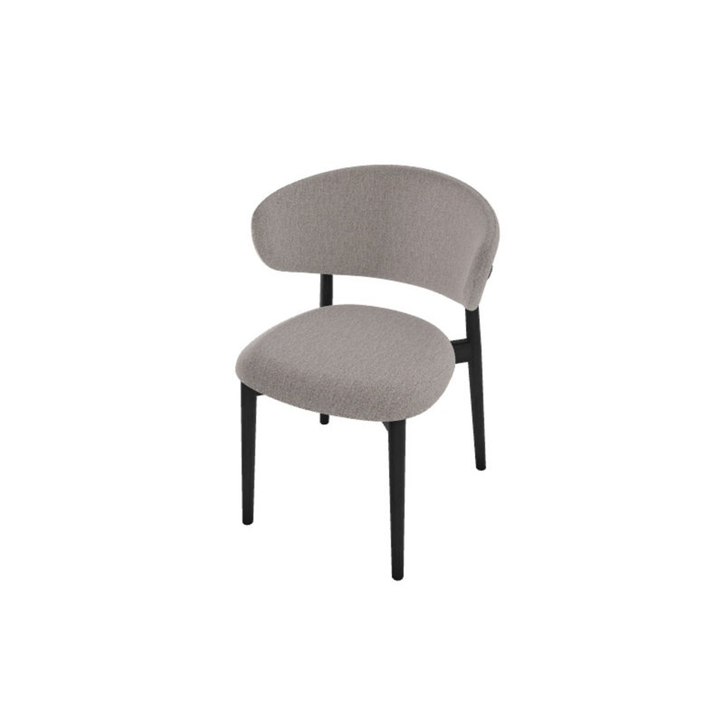 Oleandro Upholstered Chair with Metal Base, Matt Black, Bouclé Taupe