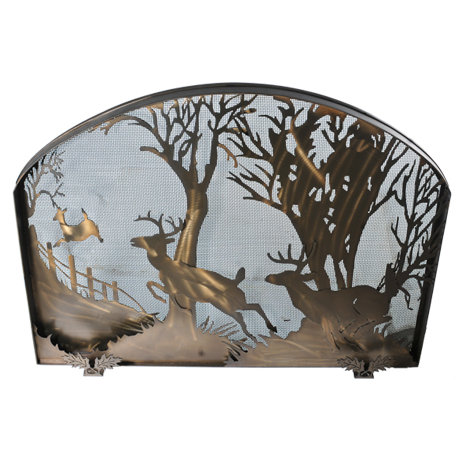Deer on the Loose Single Panel Fireplace Screen