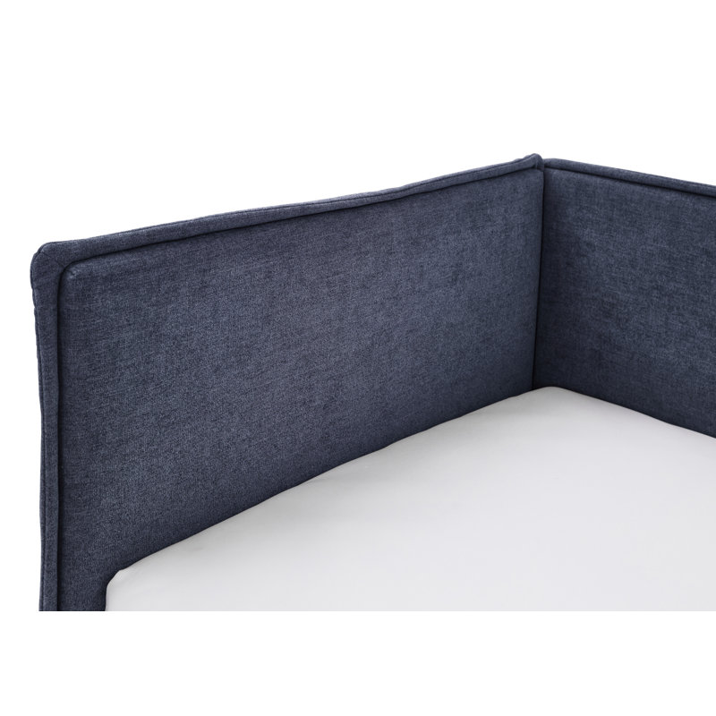 Chickerell Upholstered Standard Bed, European Single (90 x 200cm), Dark Blue