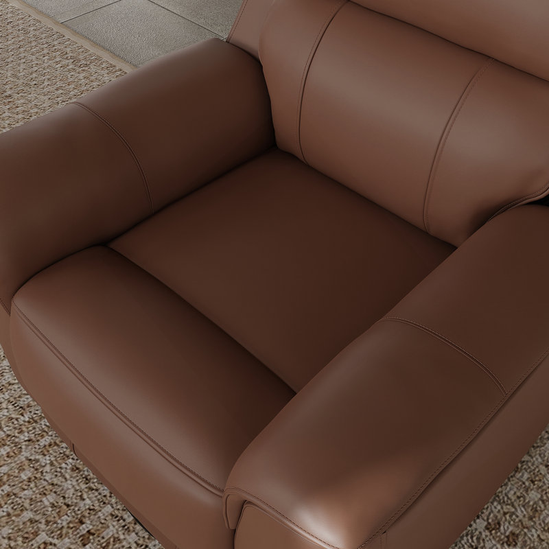 Fauteuil inclinable manuel oscillant en pacane, Similicuir pacane