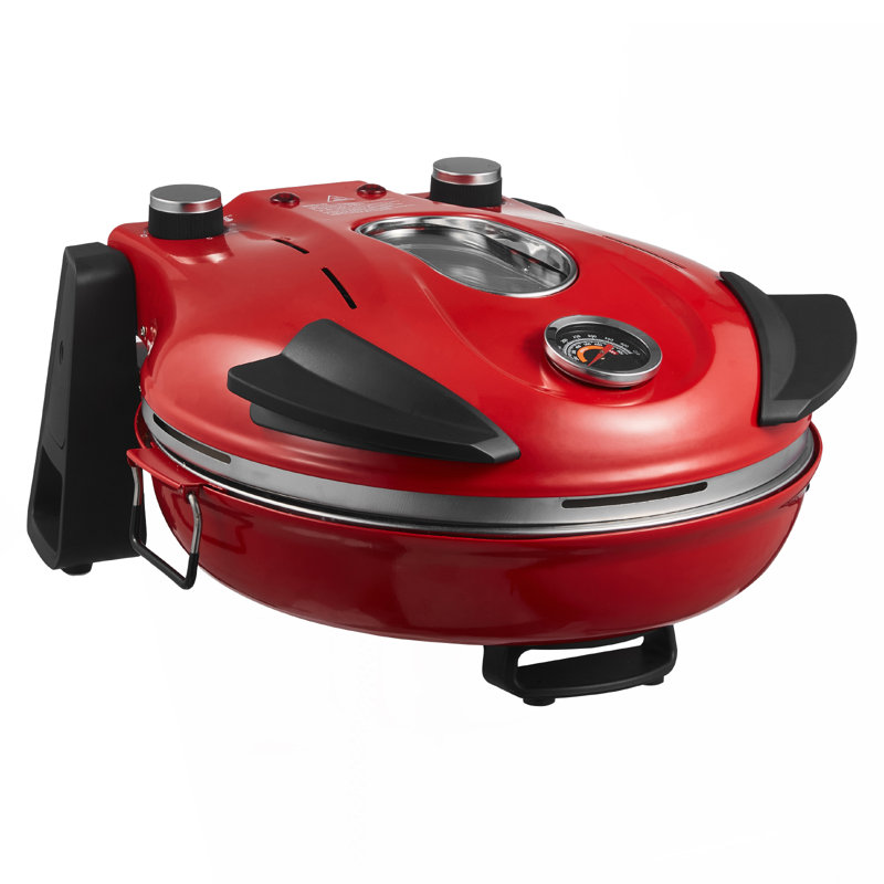 Pizza Oven, 12 in Electric Pizza Maker, 1200W Electric Pizzas Cooker with Cordierite Stone, 5-Mode Temperature Control, Viewing Window for Precise Cooking, Heats up to 788 ˚F, for Home (Red)