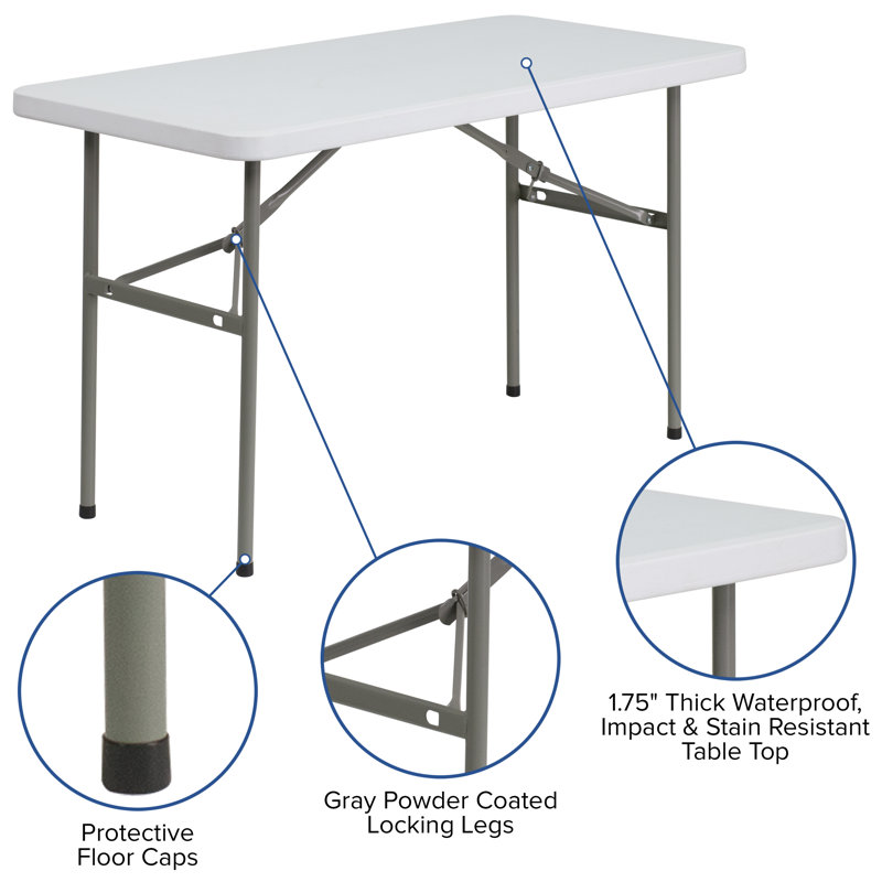 Granite White 4-Foot Rectangular Plastic Folding Table