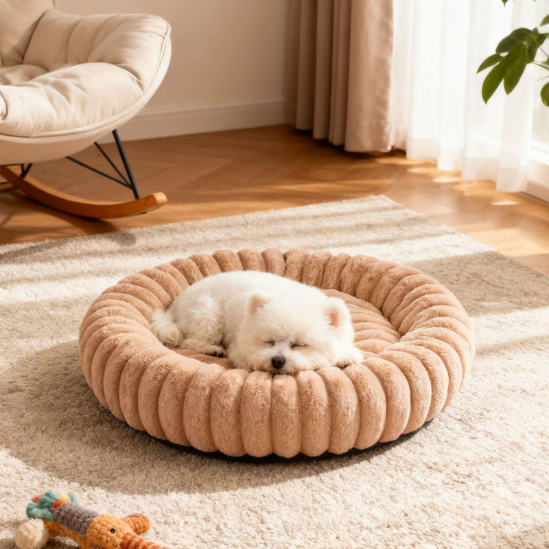 Faux Fur Pet Bed, Tan, 60cm W x 60cm D