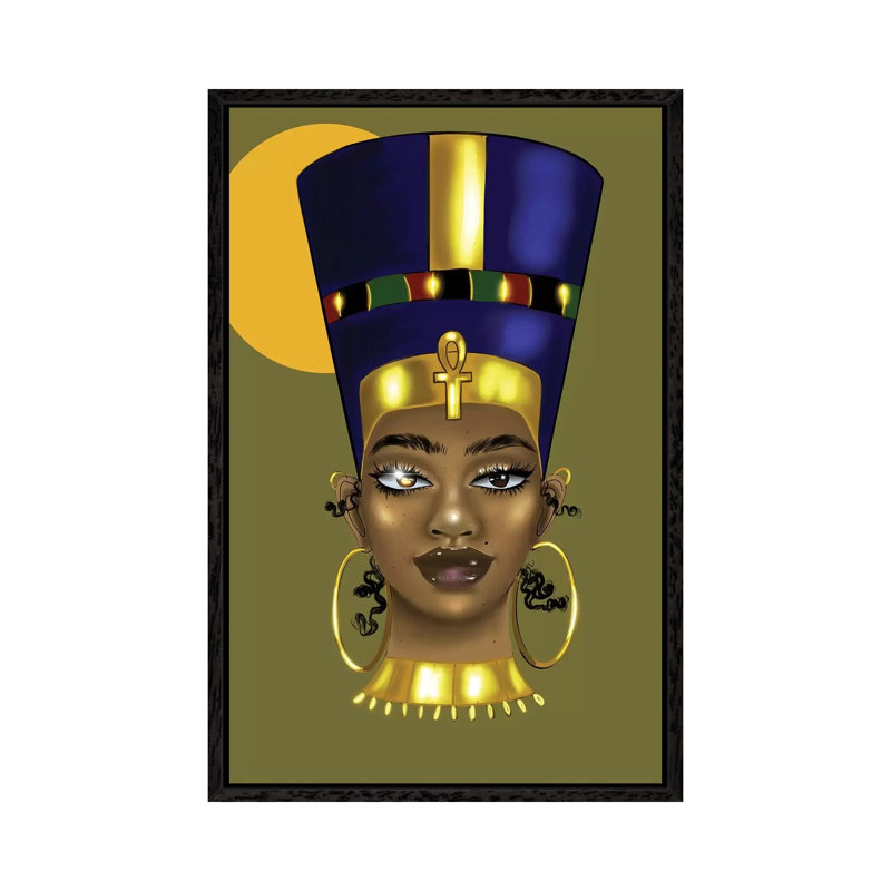 Brianna Nefertiti - Print on Canvas, 66.04 cm H x 45.72 cm W, Black Framed