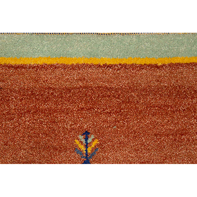 Tapis marocain en laine noué à la main rouille / bleu / jaune