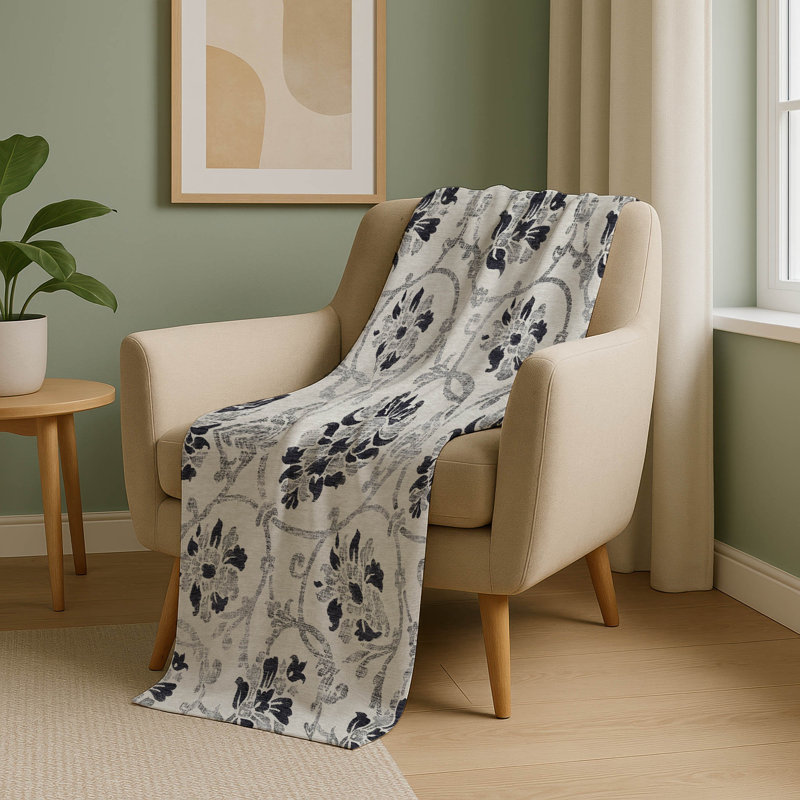 Jeté floral Sherpa ASB762 Addison, Noir