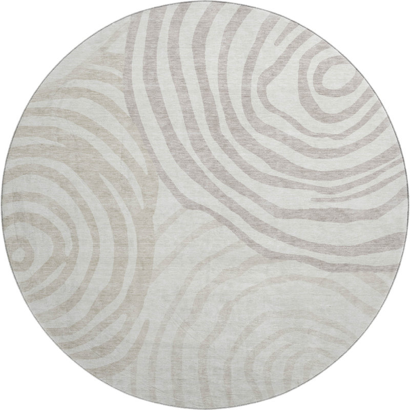 Premium Machine Washable Prisco Ivory Rug, Round 8'