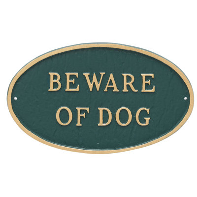 Large Oval Beware of Dog Statement Plaque Sign
