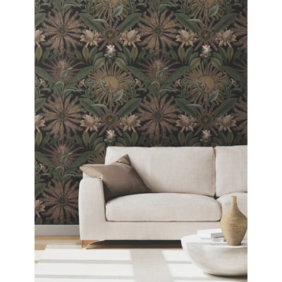 Papier peint noir enchanté Enchanted Garden