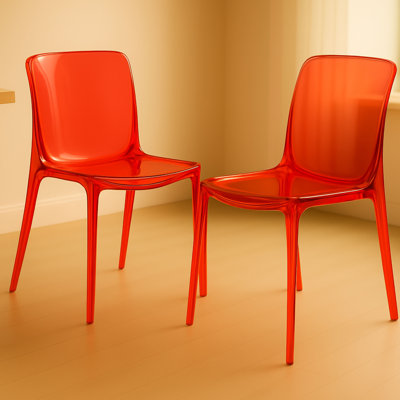Chaises de salle à manger Lade Modern Lucite - Chaises empilables en acrylique transparent entièrement assemblées pour la cuisine ou la salle à manger