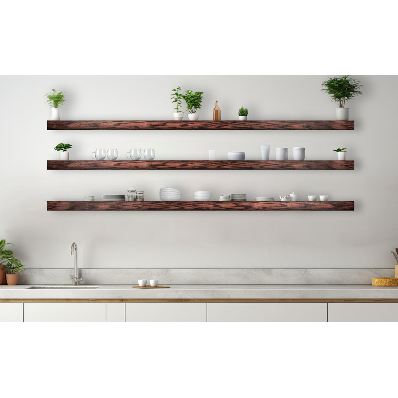 3 Piece Oak Floating Shelf, 3'' H x 72'' W x 4'' D