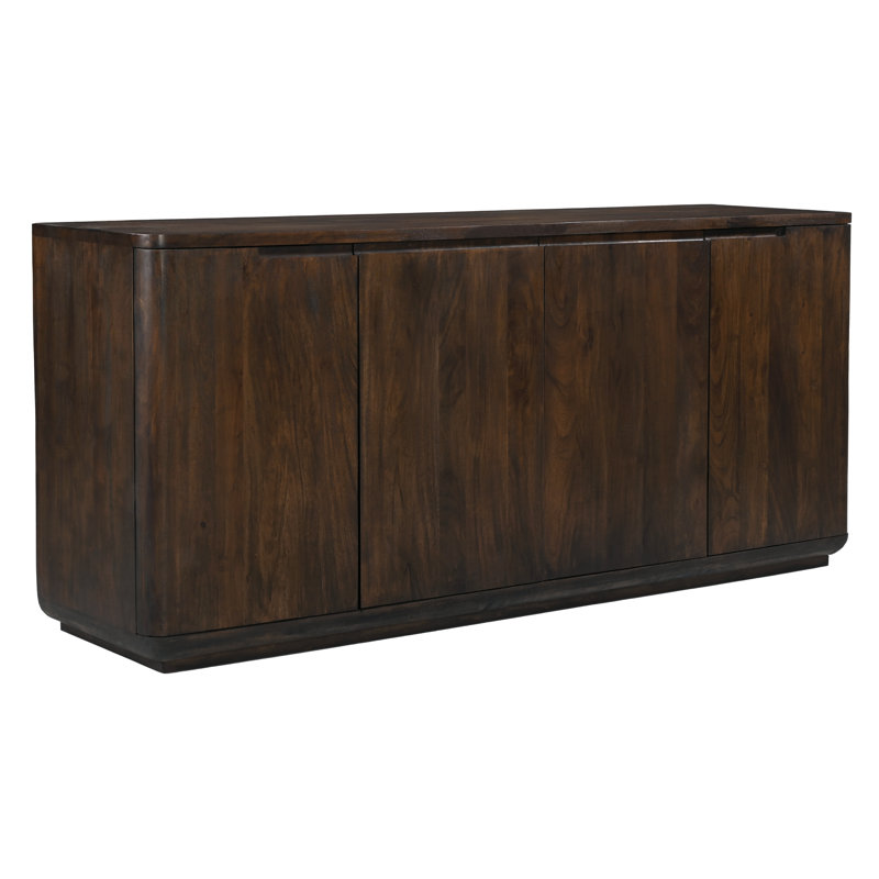 Buffet à 4 portes Kenna au fini brun barista moderne sur bois d'acacia massif
