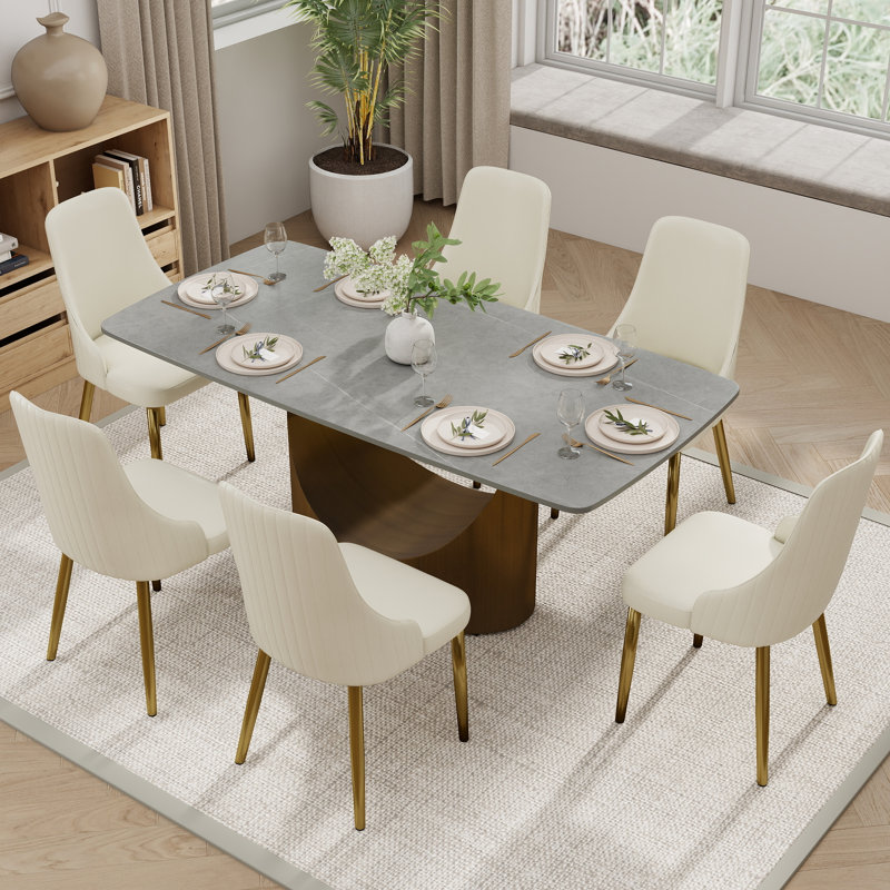 Table de salle à manger Aliyas, Bronze, Gris, H 29,53 po x L 70,9 po x l 35,4 po