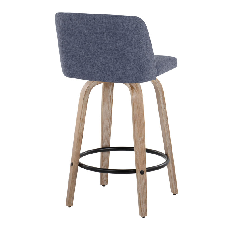 Contemporary Counter Stool, Naturel/noir, Bleu