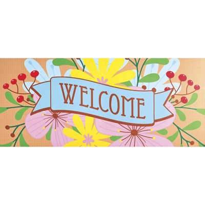 Doormat Insert Flowers Welcome 22x10