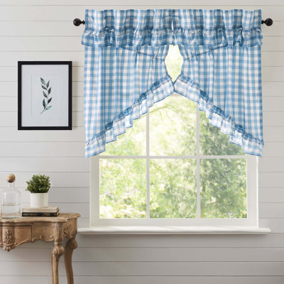 Annie Buffalo Check Ruffled Prairie Swag Set