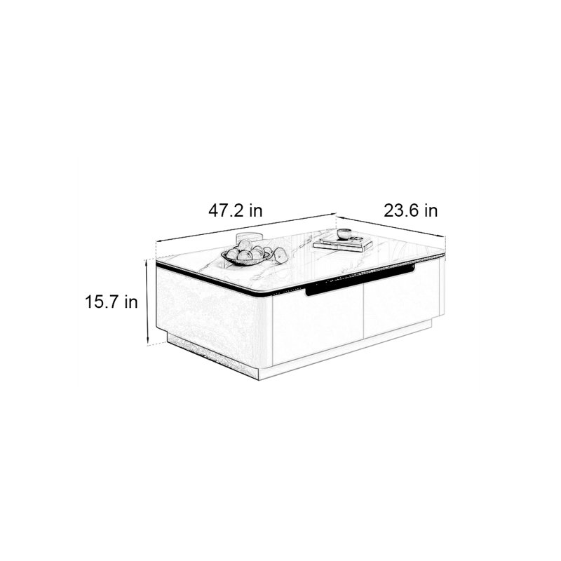 Table basse Cream Wind, Blanc cassé, H 15,7 po x L 47,2 po x l 23,6 po