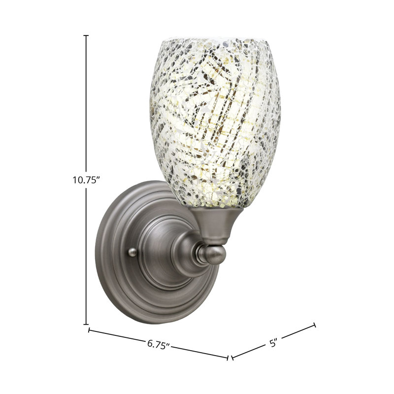 Wall Sconce With 5" Fusion Glass, Natural, Brushed Nickel