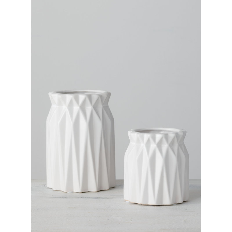 Ensemble de 2 vases de table en céramique blanc intérieur/extérieur licon