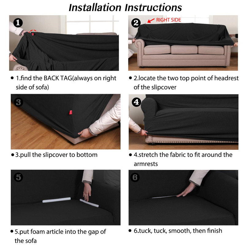 Box Cushion Loveseat Slipcover, Black