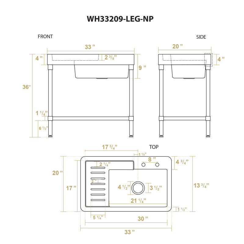 Pearlhaus 33'' L Stainless Steel Single Basin Kitchen Sink