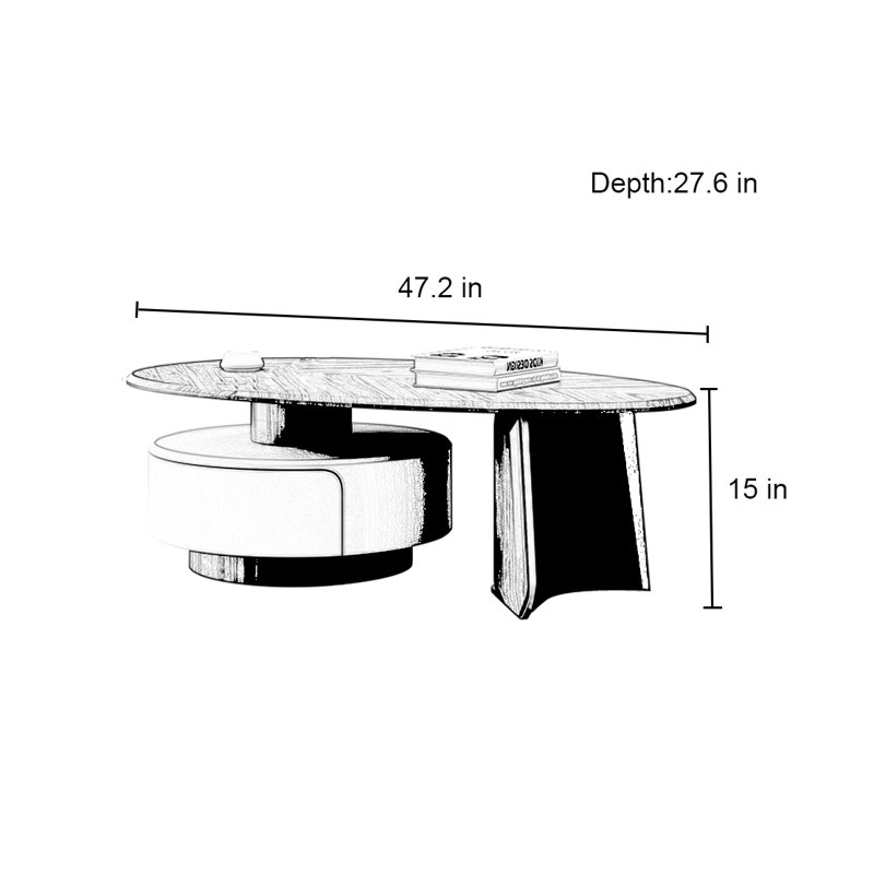 Minimalist walnut grain coffee table living room
