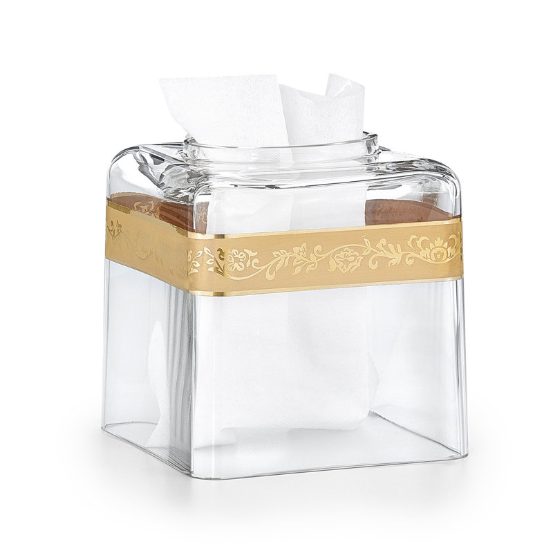 Housse pour boîte à mouchoirs Bellino, Transparent / Doré