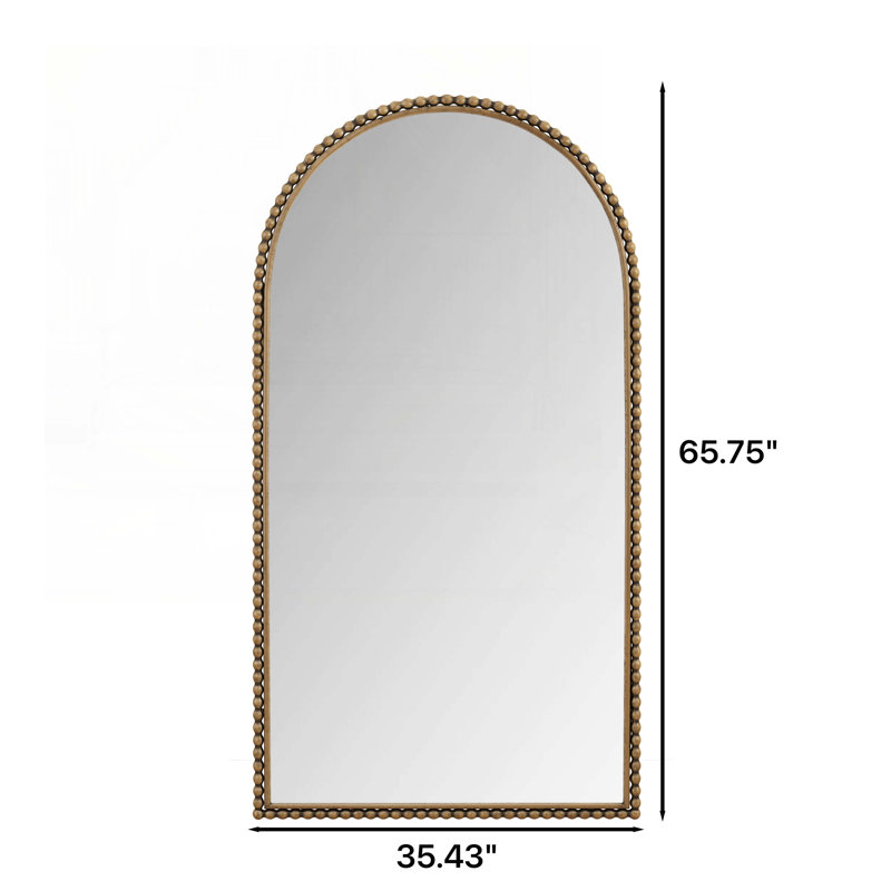 Iron Arch Retro Full Length Mirror With Supporting Feet, For Living Room, Bedroom, Gold, 65.75" x 35.43"