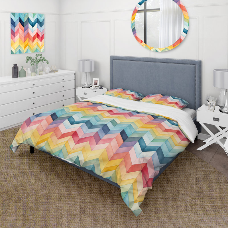 Ensemble de housse de couette Watercolor Caprice, Housse de couette pour grand lit et 2 taies décor
