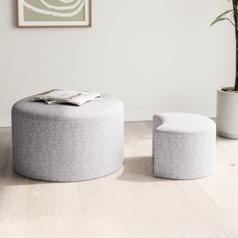 Table gigogne en tissu teint beige - Tables d'appoint rembourrées