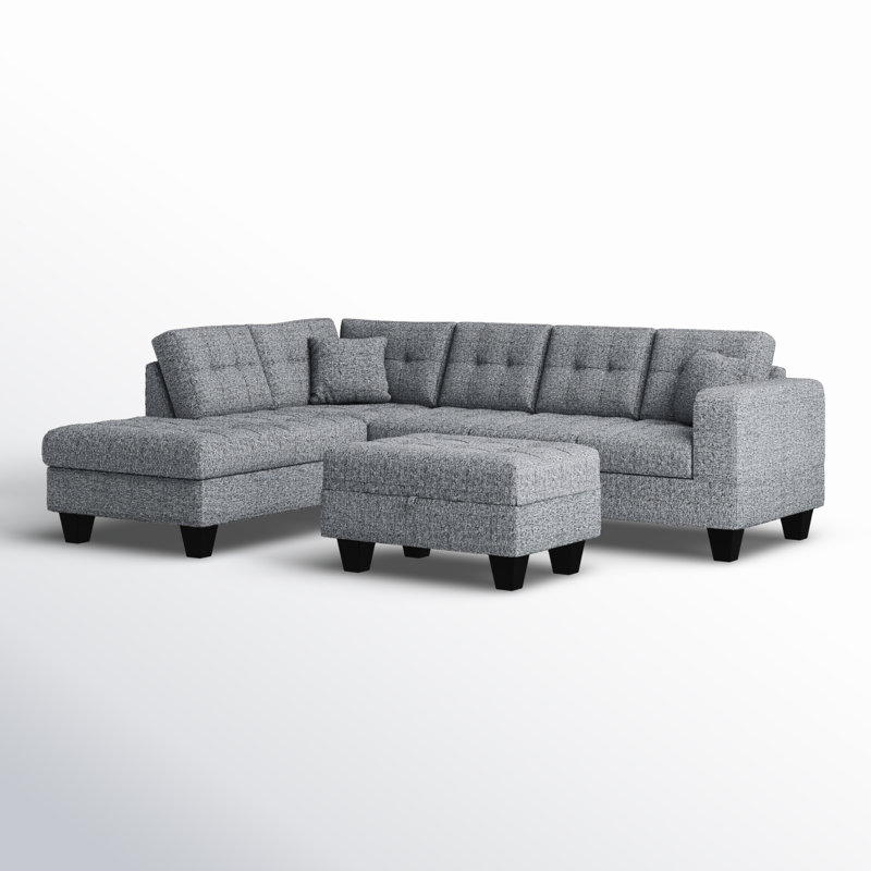 Azruddin Reversible Sectional Sofa with Storage Ottoman