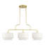 Lustre linéaire extra large en or doux 3 lumières avec abat-jour en tissu blanc cassé fabriqué à la main-762497675