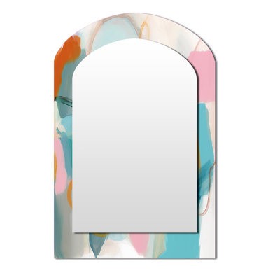 Rose bleu bleu minimaliste Fludity V - miroir asymétrique minimaliste, miroir mural décoratif arche rose, impression d'art en métal