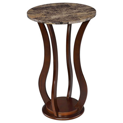 Round Accent Table With Faux Marble Top