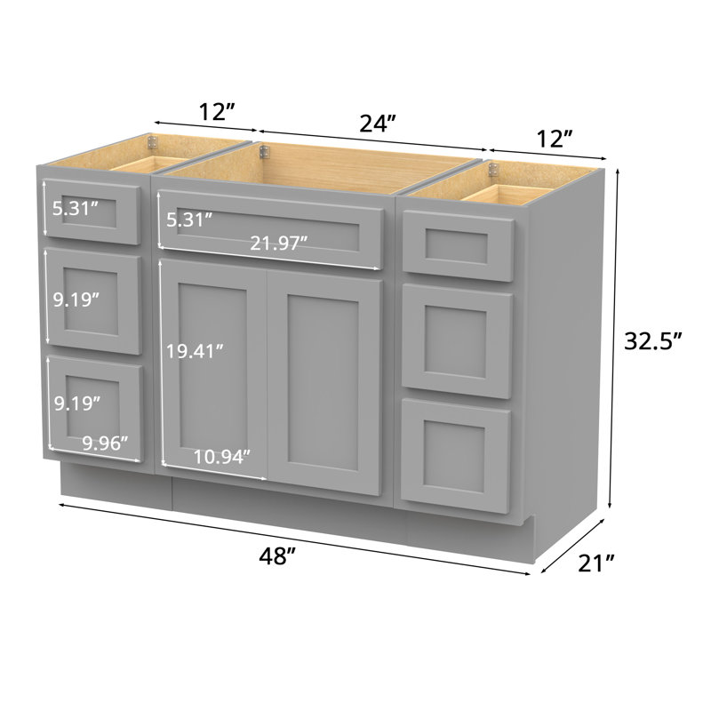 48'' Single Bathroom Vanity Base Only, Gray