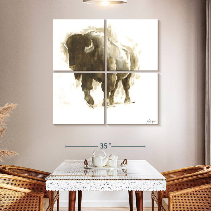 Brampt Rustic Bison II, 45" H x 45" W