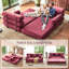 Canapé-lit modulaire convertible en forme de L, tissu chenille bourgogne adapté aux animaux de compagnie, mousse à haute densité 4 couches, canapé-lit moderne pour le salon
