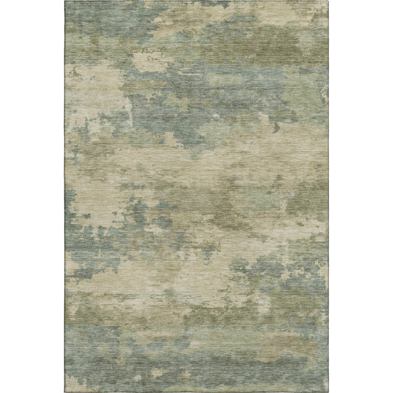Premium Machine Washable Mayfield AMF2075 Abstract Rug, Seafoam, 10' x 14'
