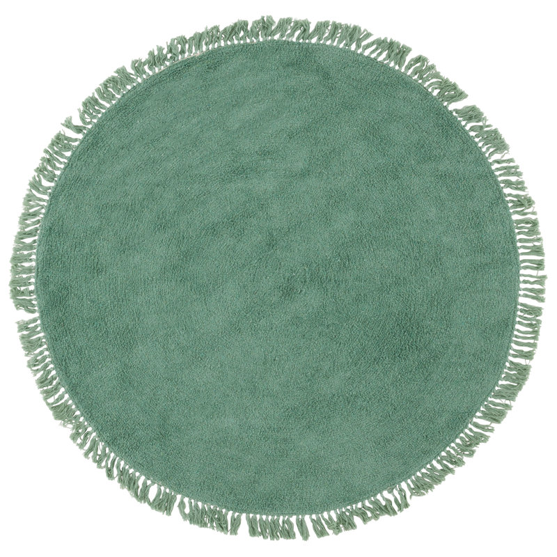 Cully Handtufted Recycled Cotton Machine Washable Solid Color Rug, Round 5'