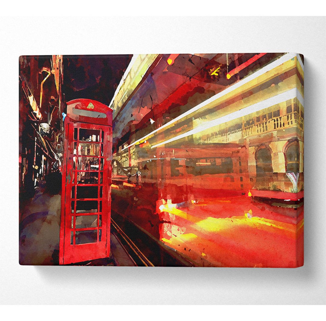 London Red Night Bus Blur - Kunstdrucke auf Leinwand