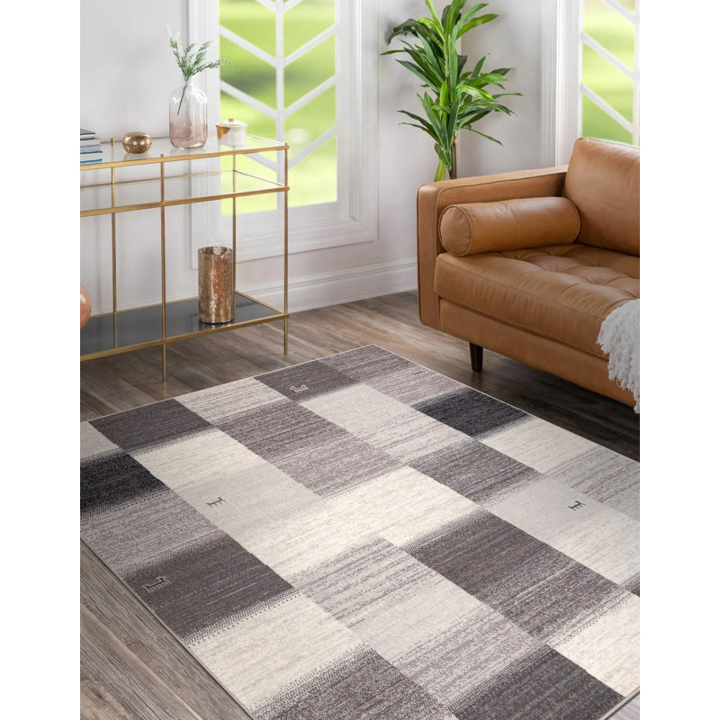 Erbe Geometric Wool Area Rug, Rectangle 80 x 150cm