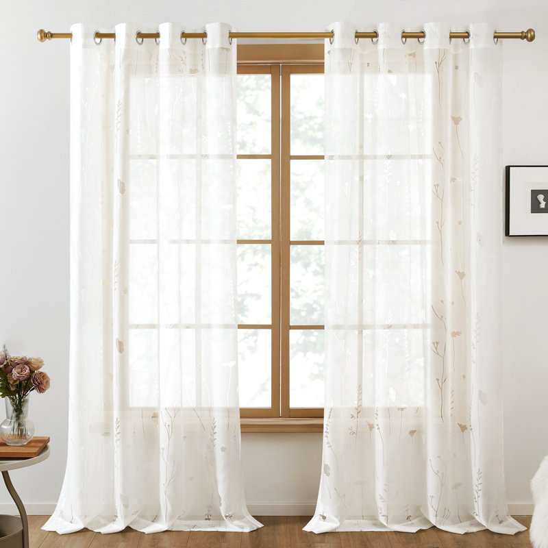 Petrice Sheer Curtain Pair, 52" W x 72" L, Beige