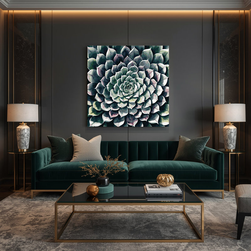 Art mural sur toile Botanical Echeveria, H 16 po x l 16 po