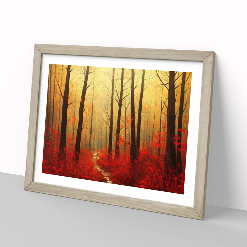 Warm Autumn Forest Vol.1 - Single Picture Frame Painting, Oak Framed, 25cm H x 34cm W x 2cm D