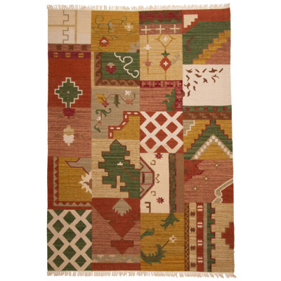 Horim multicolore Kilim 6 pi 6 po x 8 pi 11 po