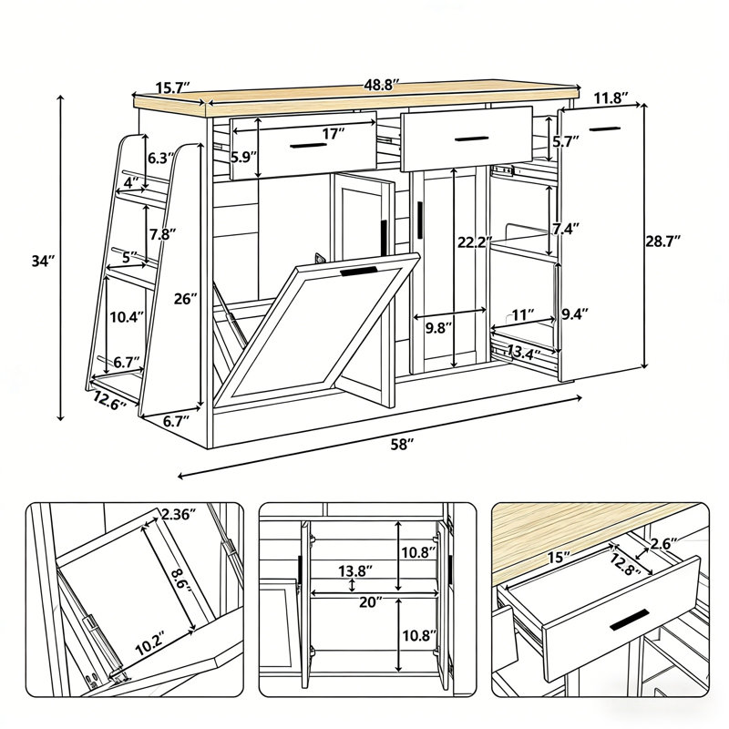 Buffet de rangement multifonctionnel, Noir