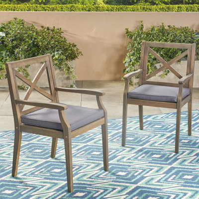Chaises d'extérieur grises 2 pièces avec coussins d'eau, style américain, en bois massif, et installation simple et confortable, taille de siège: P 18,00 po x l 17,75 po, conception de jardin, assemblage fiable et simple,