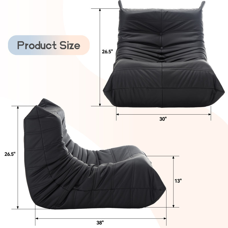Fauteuil à billes en mousse mémoire, Similicuir noir